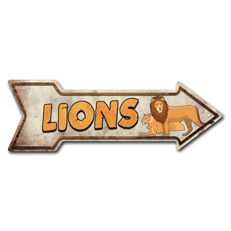 Signmission Lions Arrow Sign Funny Home Decor 30in Wide P-ARROW10-999771